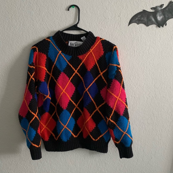 VINTAGE / argyle sweater - Picture 3 of 4